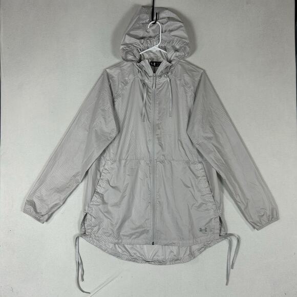 Under Armour Storm 2 Windbreaker Jacket Men's Large White Gray Lightweight Run - Picture 1 of 12